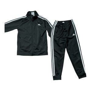 Adidas Black and White Zip up Tracksuit Top and Bottoms